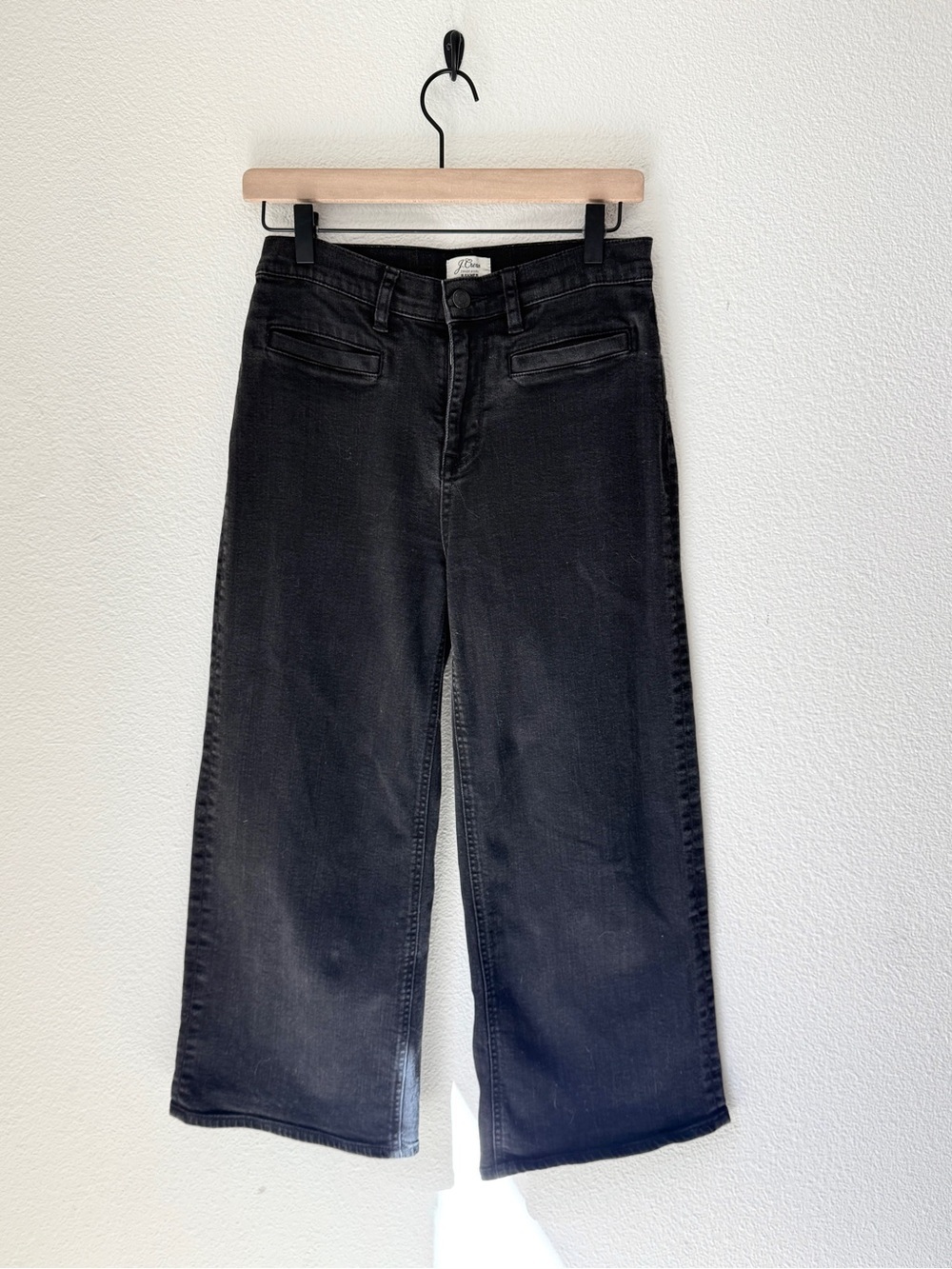 J.Crew Rayner High-Rise Black Slim Wide-Leg Crop Jeans - 27 - EUC